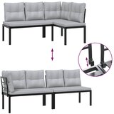  5-dijelni set vrtnih sofa s jastucima čelik obložen prahom crni Sivo-smeđa | Shoptok.si