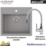  Sudopera Ulgranit ULG560 (SIVA) + fleksibilna slavina Minotti - SET Cene
