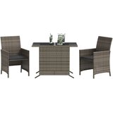  3-dijelni bistro set od poliratana s jastucima sivi | shoptok.hr