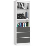 AKORD Regal, 3 Predali In 2 Polici, Bela/Siva, (5000332517) | Shoptok.si