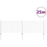 vidaXL Ograja iz verige s 22 U stebrički Srebrna 0.6x25 m Jeklo | Shoptok.si