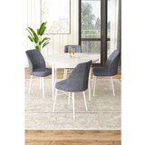Hanah home Rox - White, Fume WhiteFume Dining Table & Chairs Set (5 Pieces) | ePonuda.com