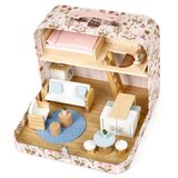 ECO TOYS Lesena hi&amp;scaron;ica za punčke v prenosni torbi, set 20 dodatkov Slike