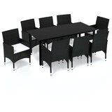 vidaXL 9-dijelni vrtni blagovaonski set od poliratana s jastucima crni | shoptok.hr