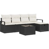 vidaXL Vrtna sedežna garnitura z blazino 6 pcs Črna Poly ratan, (5000022250) | Shoptok.si