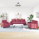  3-dijelni set sofa s jastucima crvena boja vina baršunasti | shoptok.hr