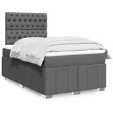 vidaXL Box spring postelja z vzmetnico temno siva 120x200 cm blago | Shoptok.si