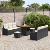  Set vrtnih sofer s jastučićima Crni Poli ratan Akacija Dvosedna vrtna sofa s jastučićima Crni Poli ratan Set vrtne blagovaonic | shoptok.hr