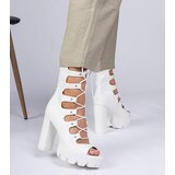 D/CEO marka niezdefiniowana White high-heeled boots with cut-outs Marsala | Shoptok.si