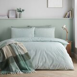 Catherine Lansfield Zelena 3-delna posteljnina za zakonsko posteljo/podaljšana 230x220 cm Epping Textured Stripe – | Shoptok.si