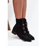 Zazoo Suede women's ankle boots 3085 black with decorative flowers | Shoptok.si