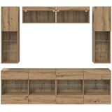  Set zidnog ormarića za TV s LED svjetlima 6 pcs Zanatski Hrast | shoptok.hr