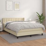  Boxspring - Krevet s oprugama i madracem krem 140x200 cm od umjetne kože - Krema 140 x 200 cm gumbi | shoptok.hr