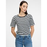 Orsay Dark blue striped women's T-shirt with short sleeves - Women's Cene