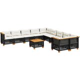 Maison Chic Seti vrtnega pohištva - Vrtna garnitura - Vrtni pohištvo set 11-delna z blazinami črn poli ratan, (21816019) | Shoptok.si