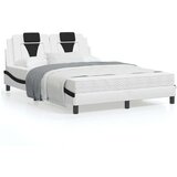  Postelja z vzmetnico bela in črna 120x200 cm umetno usnje | Shoptok.si