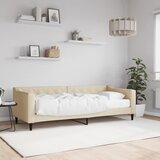  Dnevni krevet s madracem krem 80 x 200 cm od tkanine Slike