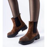Gemre Brown ankle boots with rhinestones eco-suede Grinzane | Shoptok.si