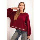 Kesi Włoski Women's sweatshirt with decorative finishing at the bottom red Cene