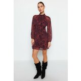 Trendyol Chiffon Knitted Brown Dress With Flank Skirt Cene