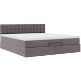 vidaXL Otomanski posteljni okvir z vzmetnico siv 180x200 cm um. usnje | Shoptok.si