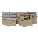vidaXL set od 7 delova sofa za vrt s jastucima Bež Poli ratan | shoptok.hr