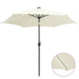 The Living Store Senčnik z LED lučkami in aluminijastim drogom 300cm peščeno bel - Senčnik, (21631087) | Shoptok.si