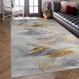 Mila Home Sivi/u zlatnoj boji perivi tepih 80x150 cm Golden Feathers – | shoptok.hr