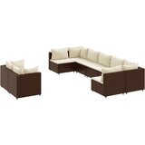  9-dijelni set vrtnih sofa s jastucima poliratan smeđi | shoptok.hr