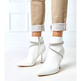Gemre White stiletto ankle boots adorned with rhinestones Fantagaro Cene