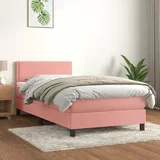 Box spring postelja z vzmetnico roza 90x200 cm žamet, (20892742)
