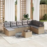 vidaXL 9-delna vrtna sofa garnitura z blazinami črna poli ratan | Shoptok.si