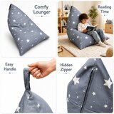 Ginger Home Детски Пуф Лежанка Little Stars, 100% Памук, Сив Барбарон със Звезди, 127x81x76 см | shoptok.hr