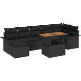 vidaXL 8-dijelni vrtni sofa set s jastučićima Crni Poly Rattan, 2-sjedalna vrtna sofa s pohranom i jastučićima Crni Poly Rattan Cijene