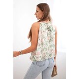 Kesi Włoski Women's floral chiffon blouse with lining green | Shoptok.si
