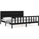  Okvir za krevet s uzglavljem crni 200 x 200 cm od masivnog drva | shoptok.hr