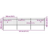  Vrtna ograda s vrhom koplja Čelik 537x100 cm Crna | shoptok.hr