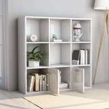 vidaXL Knjižna omara visok sijaj bela 98x30x98 cm iverna plošča | Shoptok.si