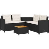 vidaXL Vrtna sofa L-oblika sa stolom i jastucima crna od poliratana | shoptok.hr