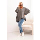 Kesi Włoski Women's Plus Size sweater with acrylic in a loose fit and 3/4 sleeves gray | shoptok.hr
