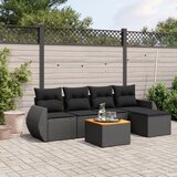 Maison Chic Seti vrtnega pohištva - Vrtna garnitura - Vrtni pohištvo set 6-delna z blazinami črna poli ratan, (21803928) | Shoptok.si
