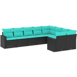  9-dijelni set vrtnih sofa od poliratana s jastucima crni | shoptok.hr