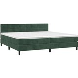  Box spring postelja z vzmetnico LED tem. zelena 200x200cm žamet, (20899629) | Shoptok.si