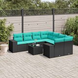  Vrtni set od 9 dijelova s jastucima, crni poliratan | shoptok.hr