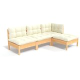 Maison Chic Seti vrtnega pohištva - Vrtna garnitura - Vrtni pohištvo set 4-delna s krem blazinami borovina, (21810709) | Shoptok.si