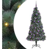 vidaXL Umjetna praznična jelka z lučkami in setom kroglic 210 cm | Shoptok.si