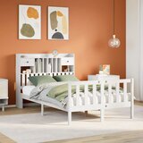 vidaXL Krevet s regalom z knjige bez madraca bijeli 135x190cm borovina | shoptok.hr
