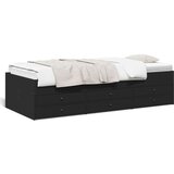 vidaXL Dnevna postelja s predali črna 100x200 cm inženirski les | Shoptok.si