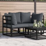 vidaXL Kompleti zunanjega pohištva z blazino z blazino 2 pcs Črna in anthracit | Shoptok.si