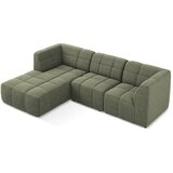 Makamii Zelena kotna sedežna garnitura iz tkanine bouclé (levi kot/z ležalnikom) Aloha – | Shoptok.si